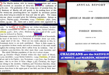 Chaldeans are Natives of Mosul and Mardin, Mesopotamia, Report by American Board of Commissioners